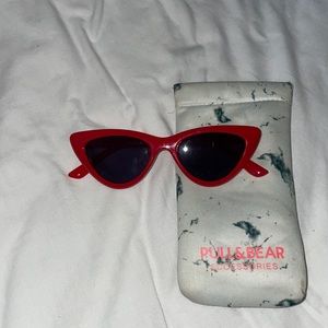 Red cat eye sunglasses with original case